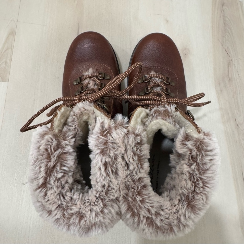 Avellini Leather Brown Lace Up Boots Winter Faux Fur Lined 41 US 10 - Picture 4 of 15